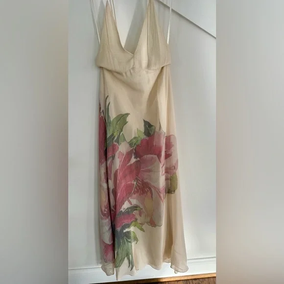 Beige zen garden cream floral print maxi dress, perfect for any formal - Picture 6 of 12